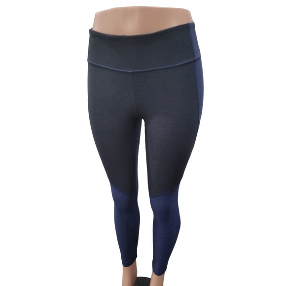 NEW Outdoor Voices Spring 7/8 Color Block Athletic Leggings Black Blue‎ Size S - Picture 4 of 14